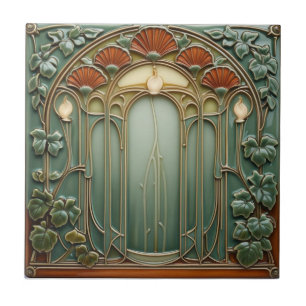 Harvest Crescendo Art Nouveau vintage floral  Tile
