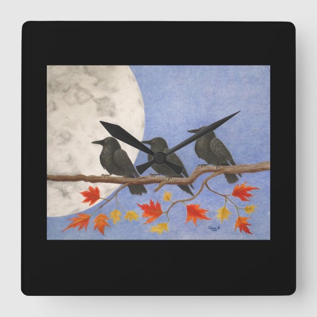 Harvest Crows Wall Clock (Front)