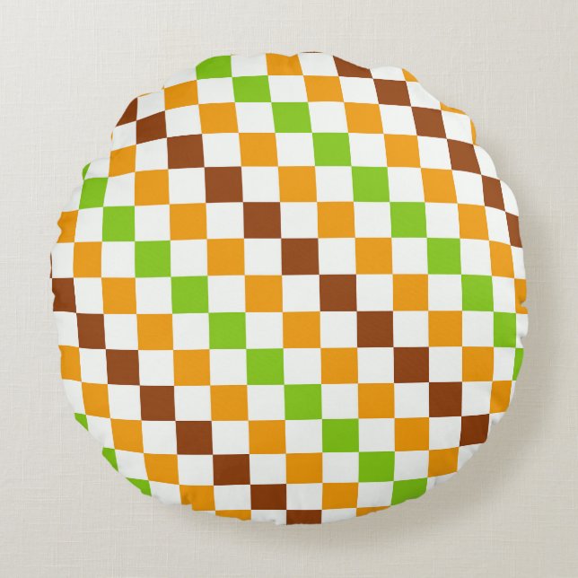 Harvest diagonal chequerboard pattern round pillow (Front)