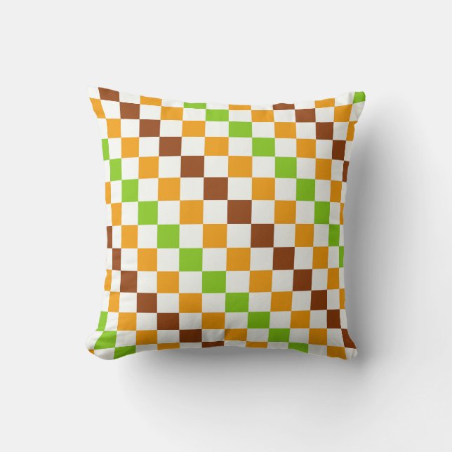 Harvest diagonal chequerboard pattern throw pillow (Front)