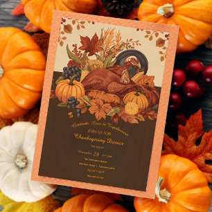 Harvest Feast Traditional Thanksgiving Dinner Invitation