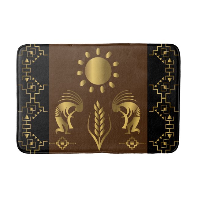 Harvest Fertility Golden Kokopelli  Bath Mat (Front)