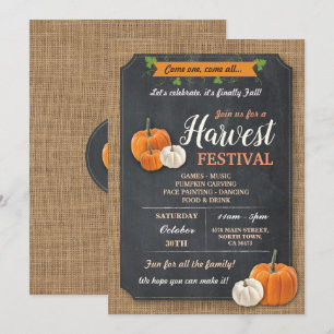 Harvest Festival Pumpkin Rustic Chalk Invite