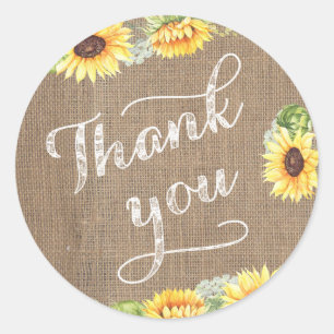 Harvest Festival Sunflowers Thank You Favour Classic Round Sticker