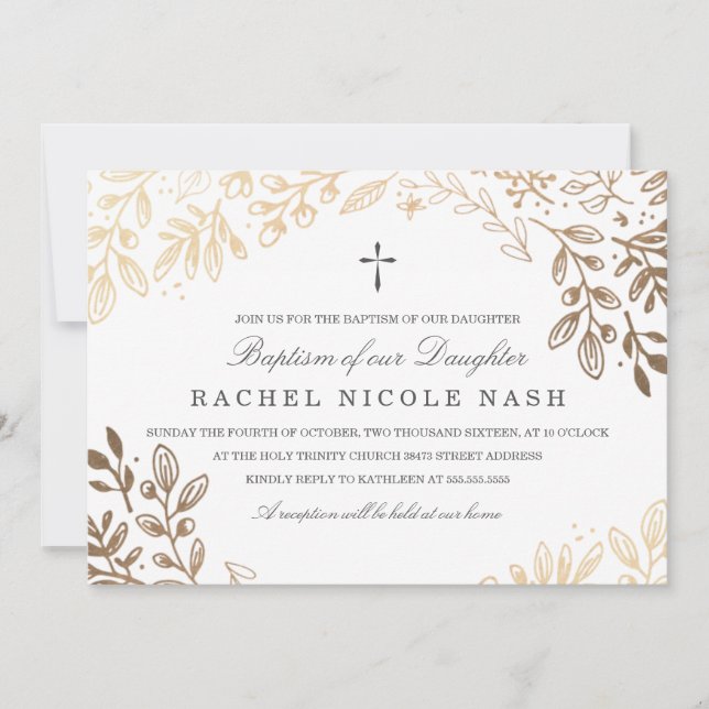 Harvest Flowers Baptism Invitation (Front)