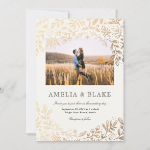 Harvest Flowers Photo Wedding Invitation