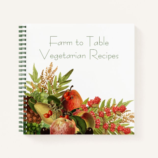 Harvest Fruit Vegetarian Recipe Organizer Notebook (Front)