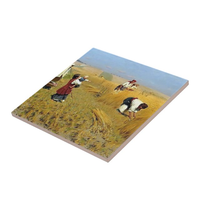 Harvest Gathering in Ukraine by Mykola Pymonenko Tile (Side)