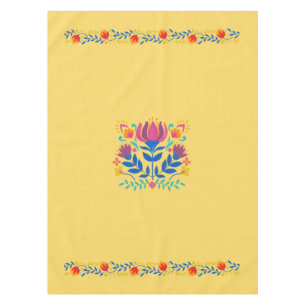 Harvest Gold Mexican Inspired Floral Tablecloth