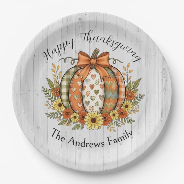 Harvest Grace Thanksgiving  Paper Plate (Front)