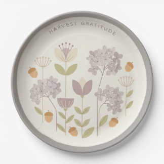 Harvest Gratitude Autumn Floral Paper Plate