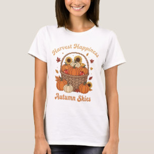 Harvest Happiness Autumn Basket Design T-Shirt