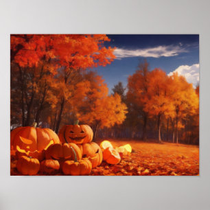 Harvest Happy Pumpkins Poster