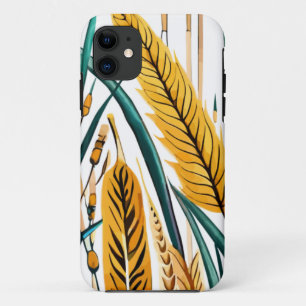 Harvest Harmony: A Wheat Pattern on a White Canvas iPhone 11 Case