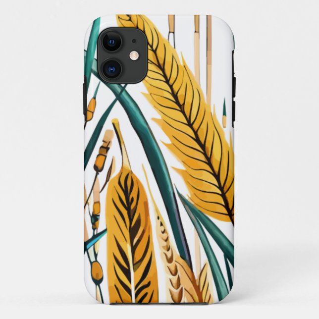 Harvest Harmony: A Wheat Pattern on a White Canvas Case-Mate iPhone Case (Back)