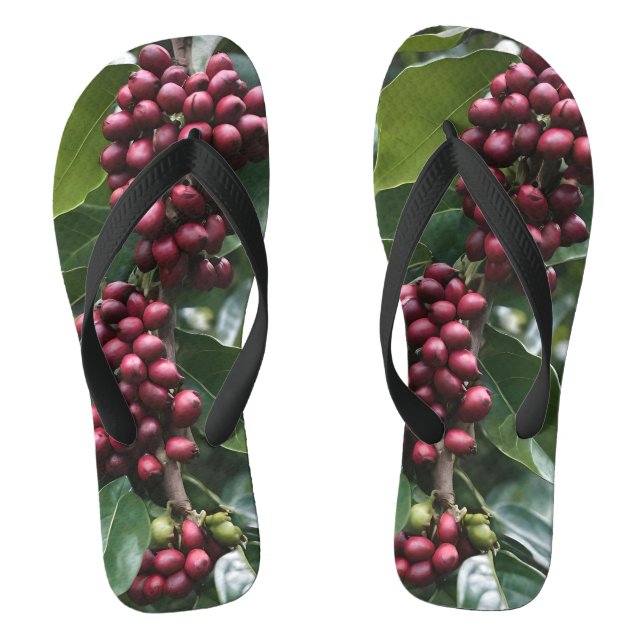 **"Harvest in Bloom: Coffee Beans on the Tree"** Flip Flops (Footbed)