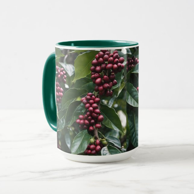 **"Harvest in Bloom: Coffee Beans on the Tree"** Mug (Front Left)