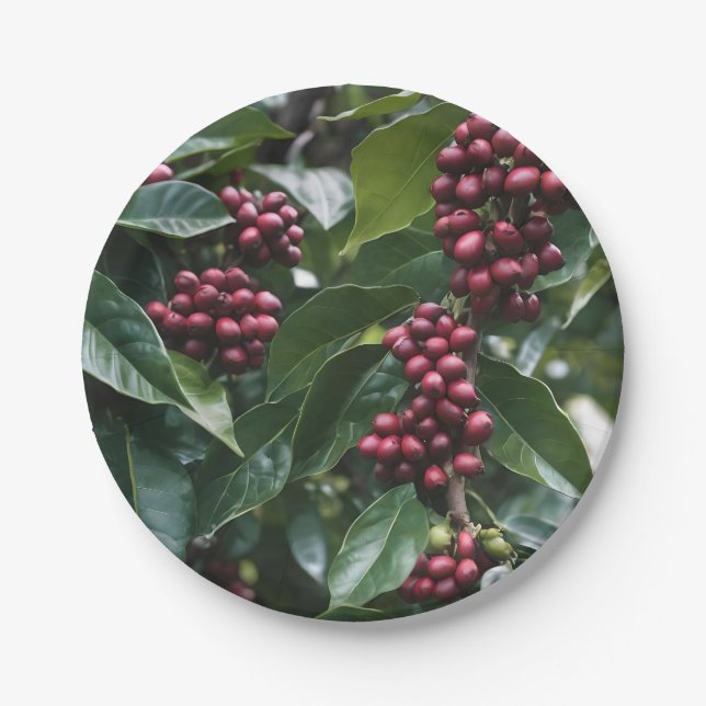 **"Harvest in Bloom: Coffee Beans on the Tree"** Paper Plate (Front)