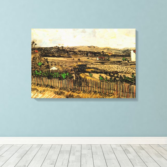 Harvest in Provence Montmajour by Vincent van Gogh Canvas Print (Insitu(Wood Floor))