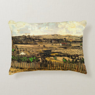Harvest in Provence Montmajour by Vincent van Gogh Decorative Pillow