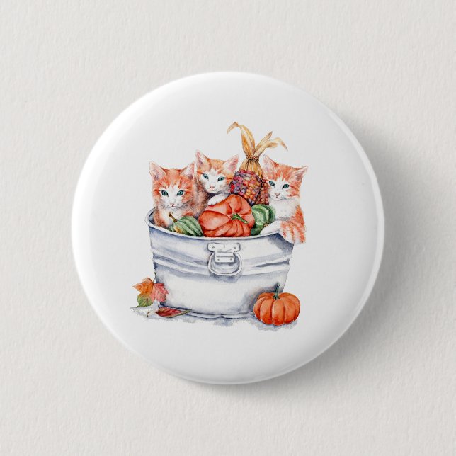 Harvest Kittens 2 Inch Round Button (Front)