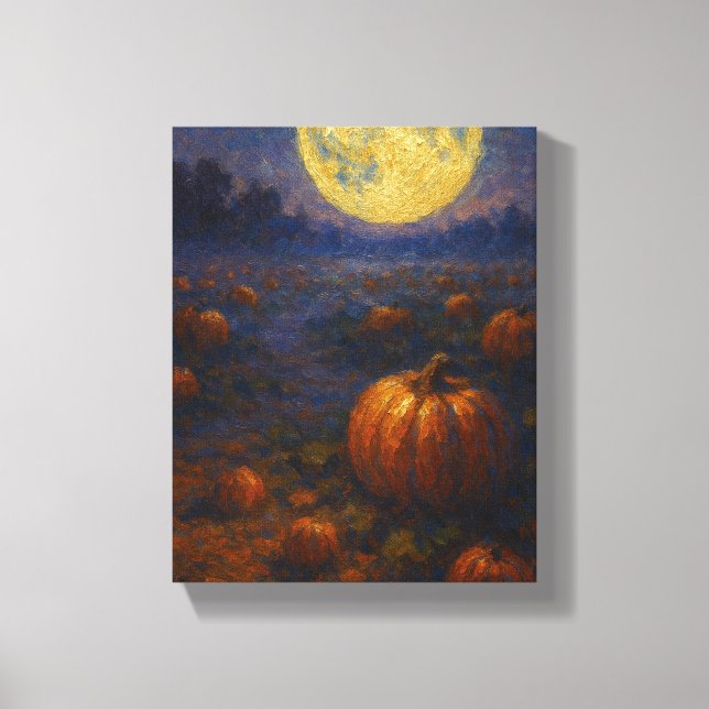 Harvest Moon Pumpkin Field - Autumn Halloween Canvas Print (Front)