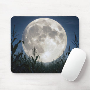 Harvest Moon Rising Over a Cornfield Mouse Pad