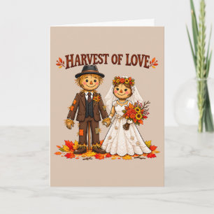 Harvest of Love Scarecrow Wedding Card