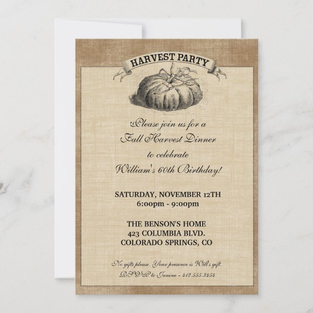 Harvest Party Invitation (Front)