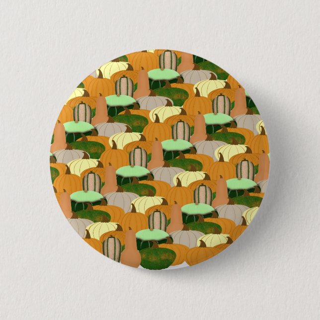 Harvest Pattern Autumn Squash 2 Inch Round Button (Front)