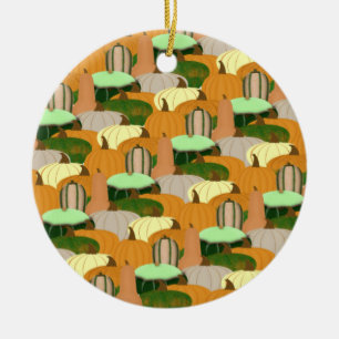 Harvest Pattern Autumn Squash Ceramic Ornament