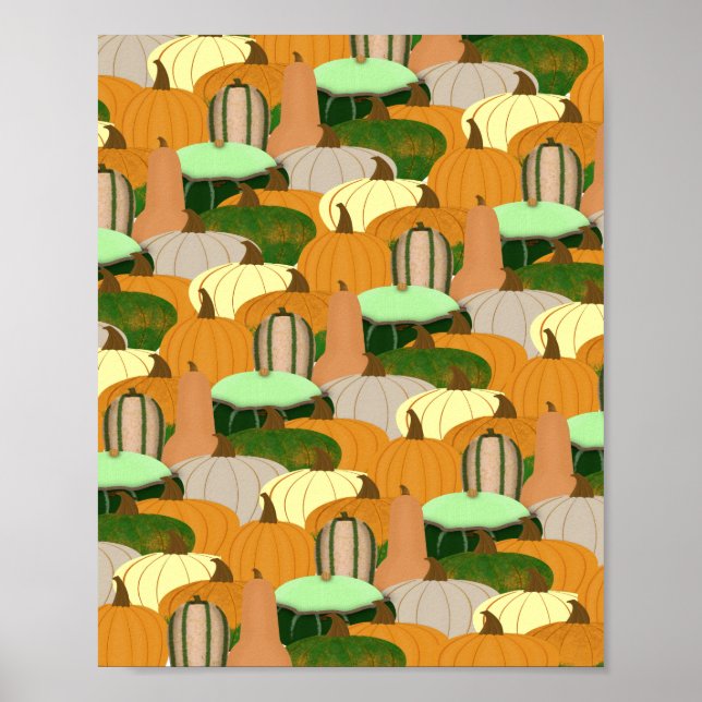 Harvest Pattern Autumn Squash Poster (Front)