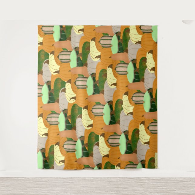 Harvest Pattern Autumn Squash Tapestry (Front)