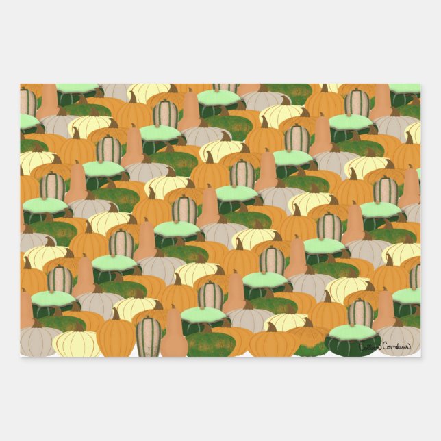 Harvest Pattern Autumn Squash  Wrapping Paper Sheet (Front)
