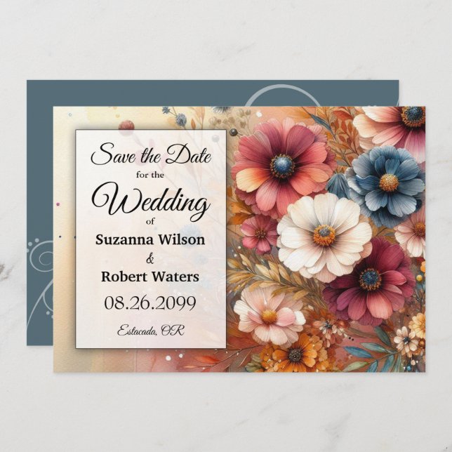 Harvest Petals and Painted Skies Invitation (Front/Back)