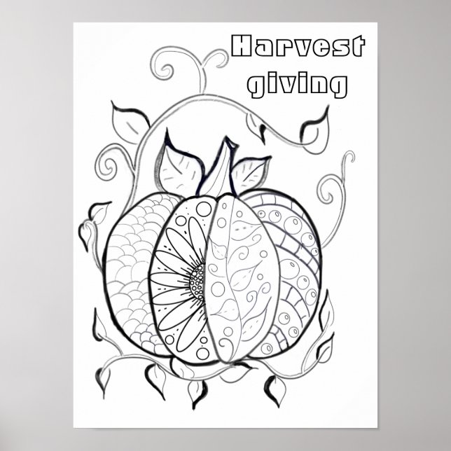 Harvest pumpkin colouring poster (Front)