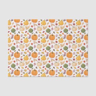 Harvest Pumpkins and Autumn Leaves Pattern Tissue Paper