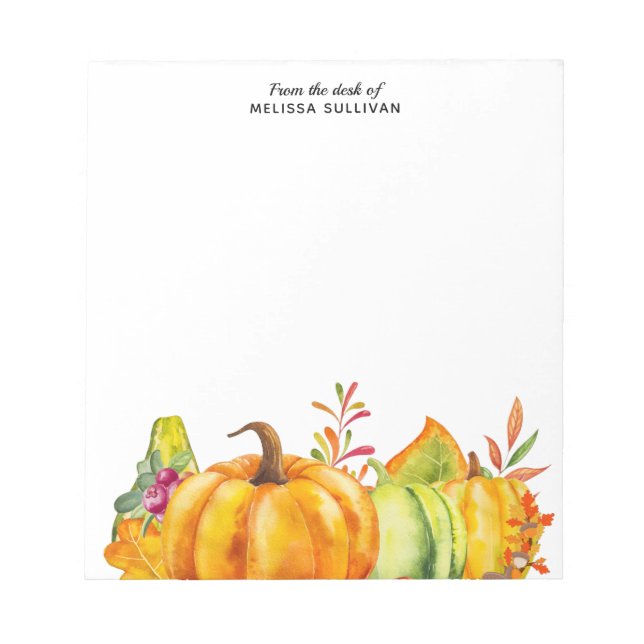 Harvest Pumpkins, Leaves and Foliage Notepad (Front)