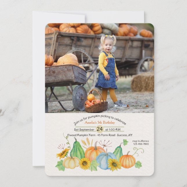 Harvest Pumpkins Photo Invitation (Front)