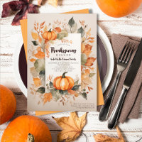 Harvest Pumpkins Watercolor Leaves Thanksgiving