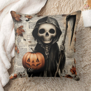 Harvest Reaper: The Lantern Keeper’s Watch Throw Pillow