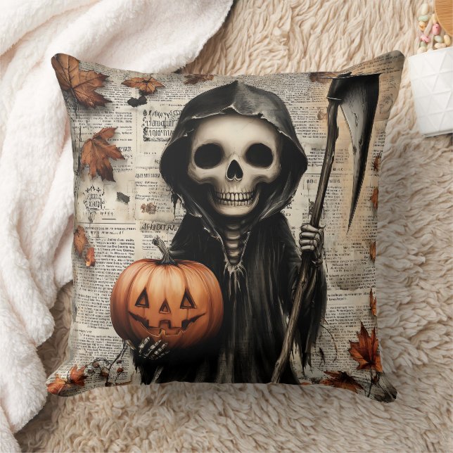 Harvest Reaper: The Lantern Keeper’s Watch Throw Pillow (Blanket)