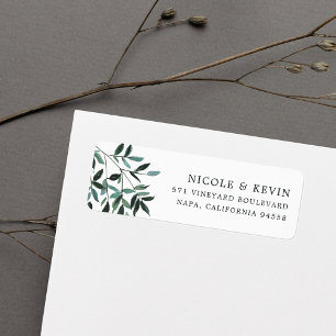Harvest Sage Watercolor Foliage Return Address