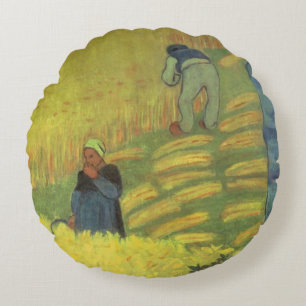 Harvest Scene Round Pillow