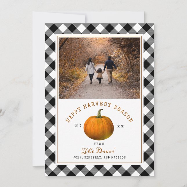 Harvest Season Pumpkin Thanksgiving Plaid Photo (Front)