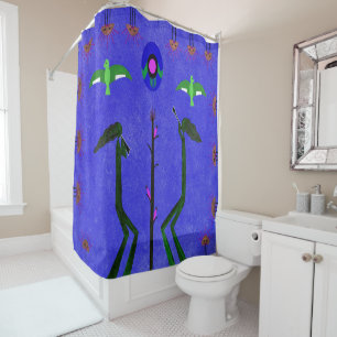 Harvest Song Blue Shower Curtain