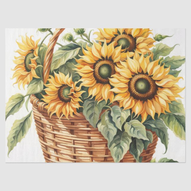 Harvest Sunflower Basket Tissue Paper (Front)