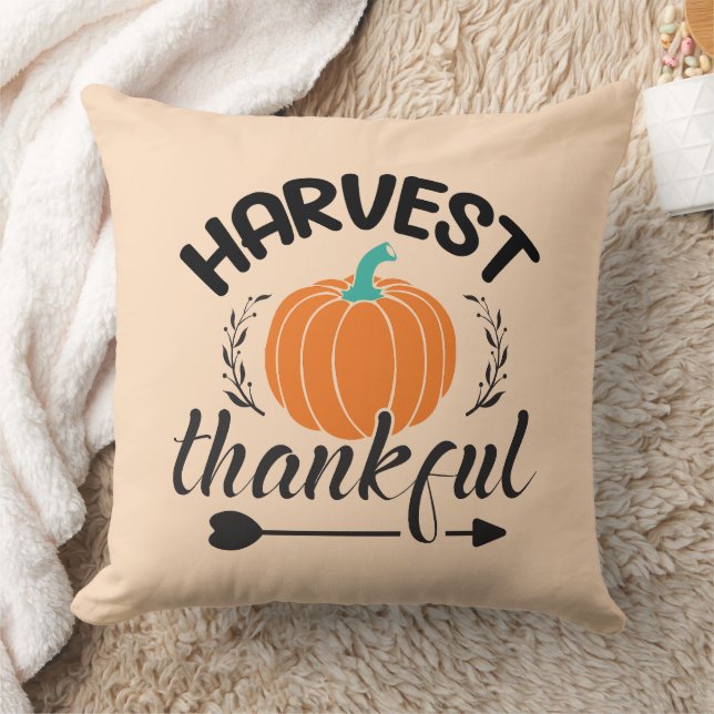 Harvest Thankful  Throw Pillow (Blanket)