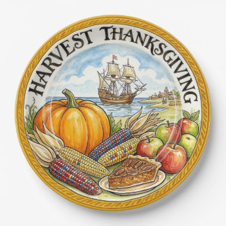 ​"Harvest Thanksgiving" Mayflower CeramPaper Plate