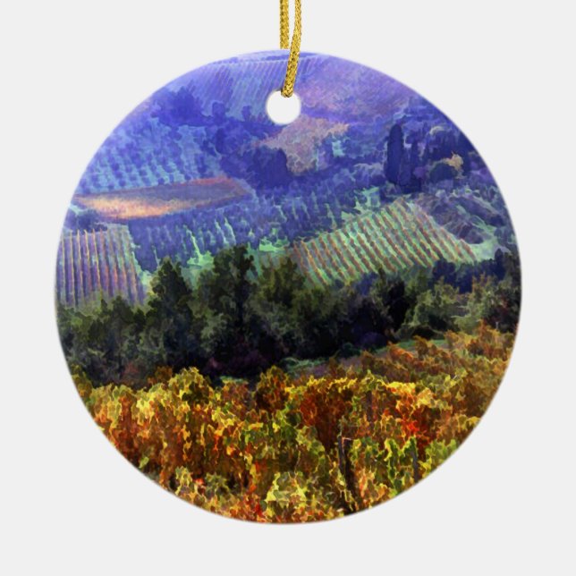 Harvest Time at the Vineyard Ceramic Ornament (Front)